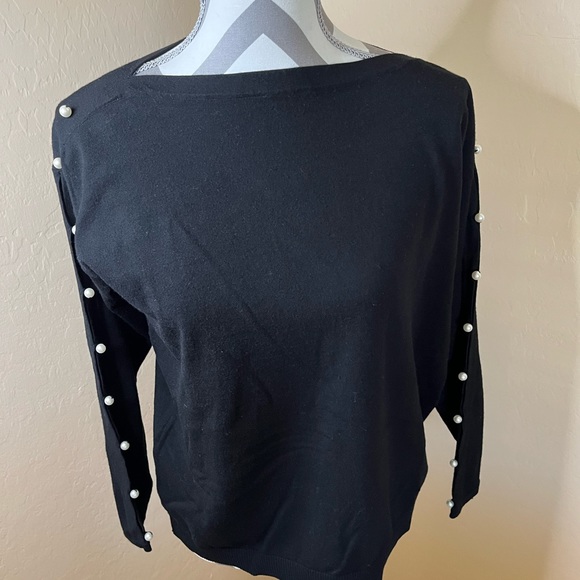 Talbots Black Sweater with Pearls - Picture 3 of 6